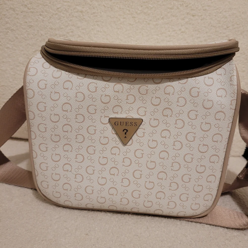 Guess Tan and Cream Logo Crossbody Bag